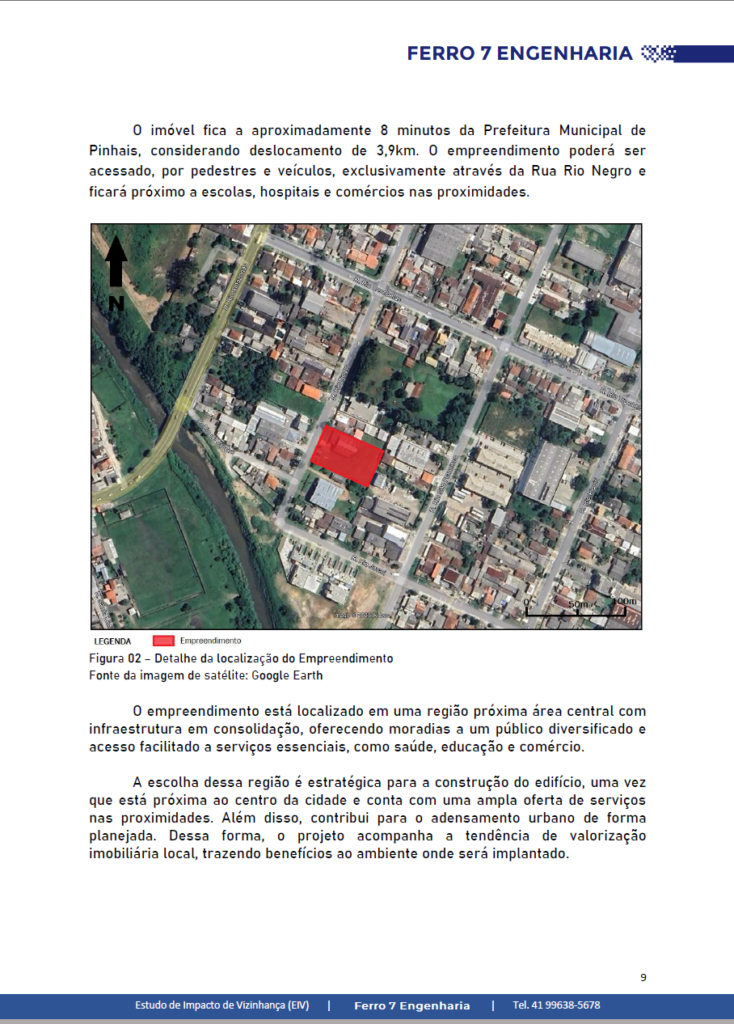 Página de um Estudo de Impacto de Vizinhança (EIV) e Relatório de Impacto de Vizinhança (RIV)